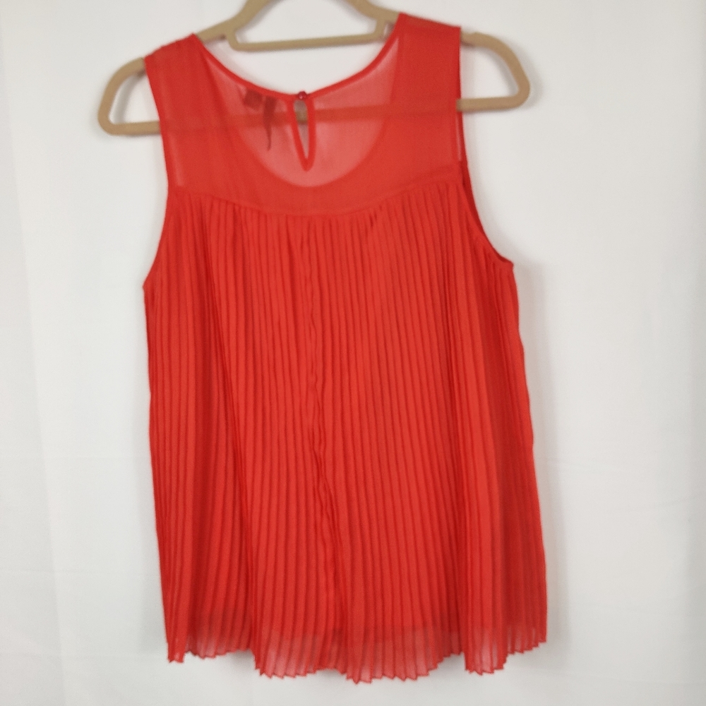 Milano orange tiny pleated sleeveless top M